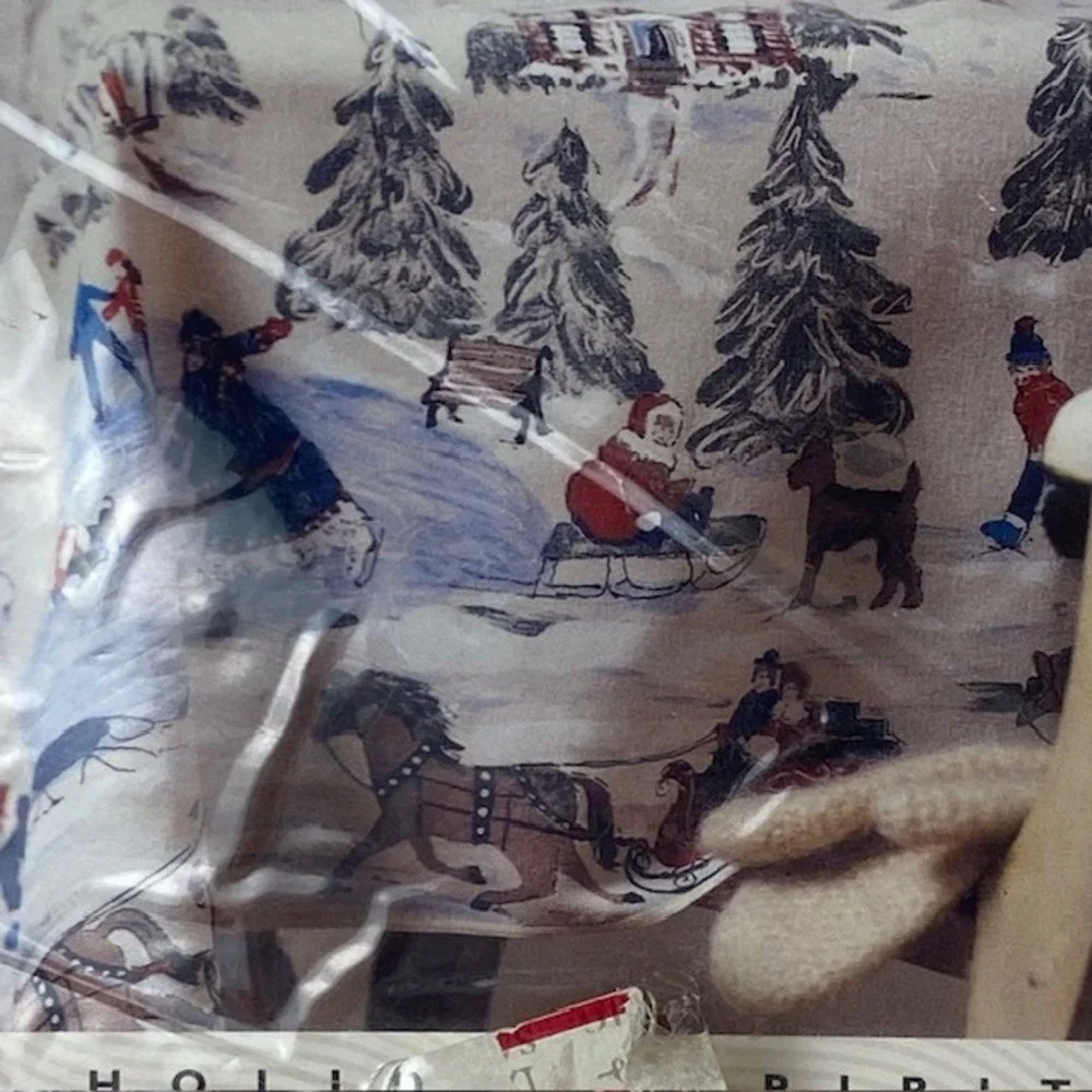 Charter Club Winter Village Christmas Tablecloth 60x104 Brushed Cotton Duck New